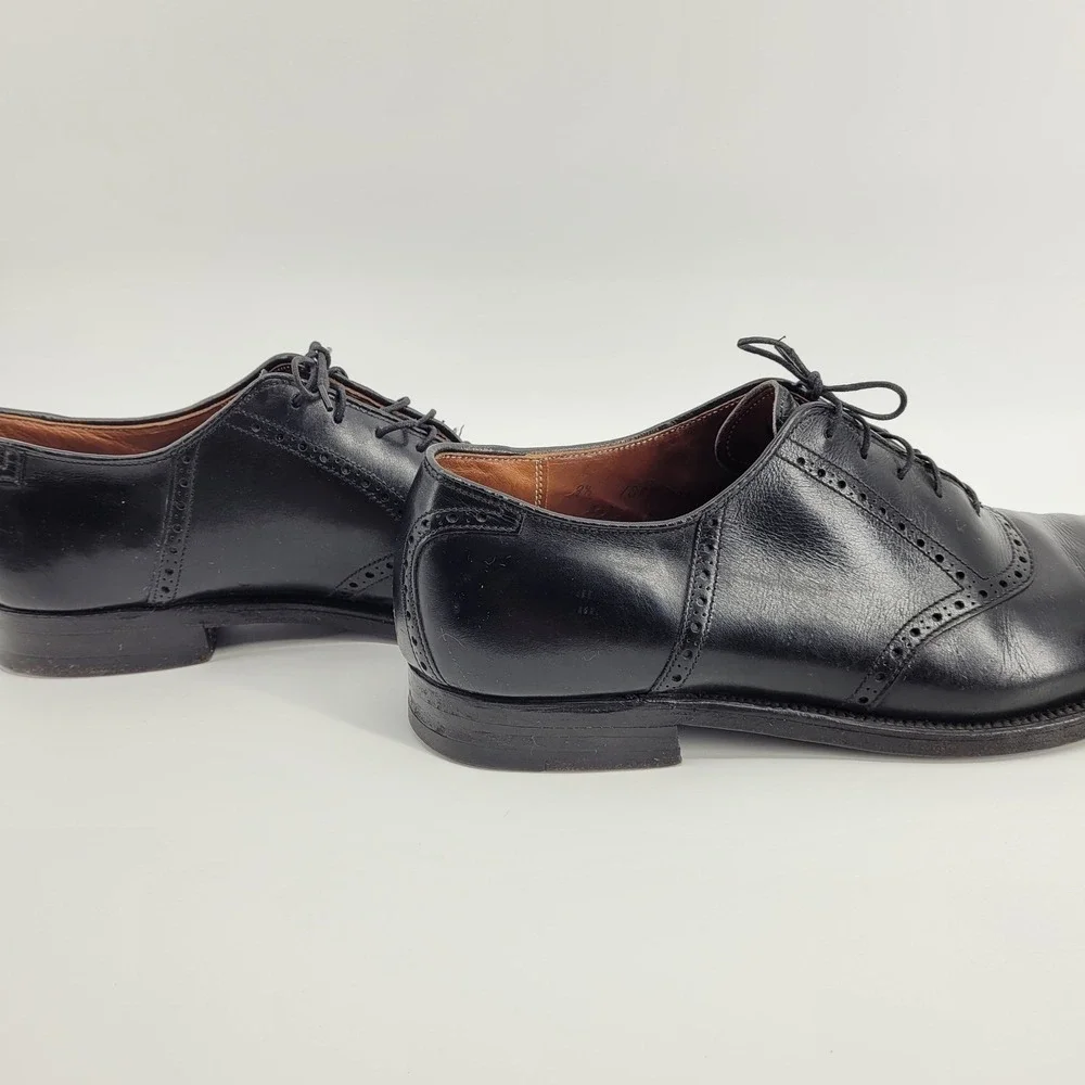 Alden 991 Mens Black Leather Brogue Saddle Oxford Dress Shoes Size 9.5 AAA/A